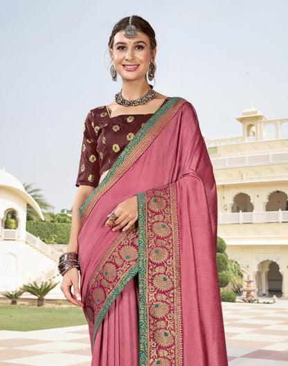 Rose Pink Weaving Silk Saree