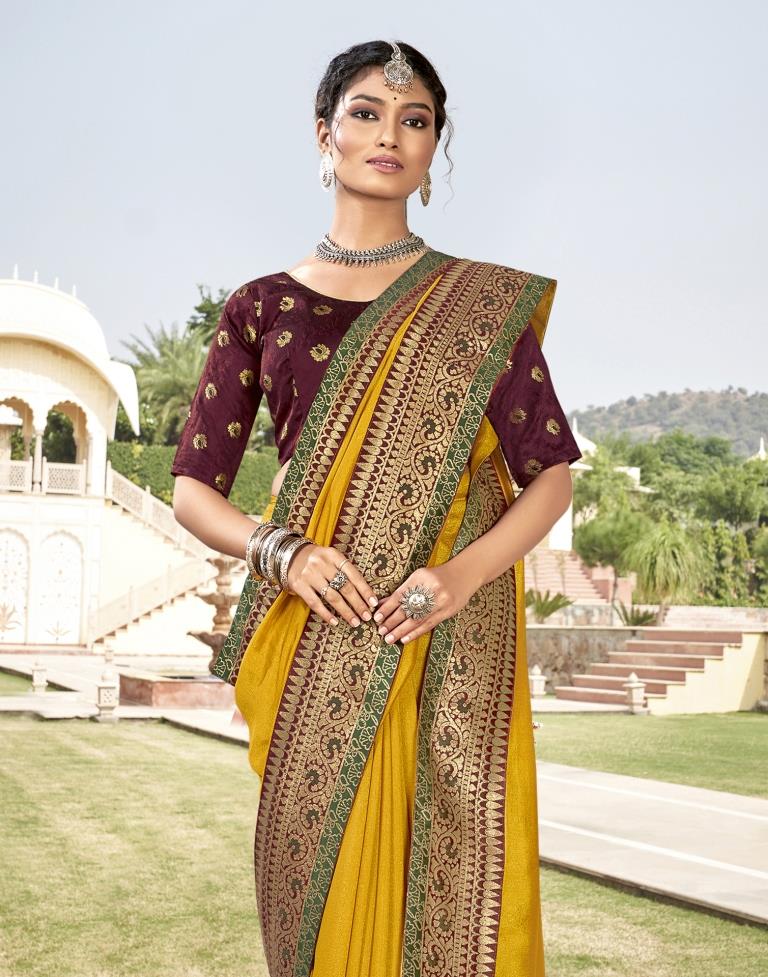 Yellow Weaving Silk Saree
