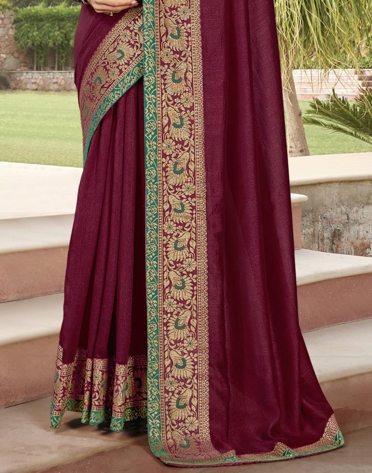 Wine Weaving Silk Saree