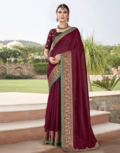 Wine Weaving Silk Saree