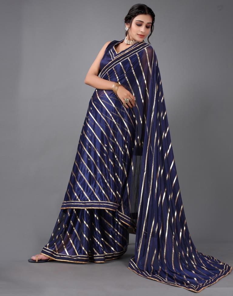 Navy Blue Silk Saree | Sudathi