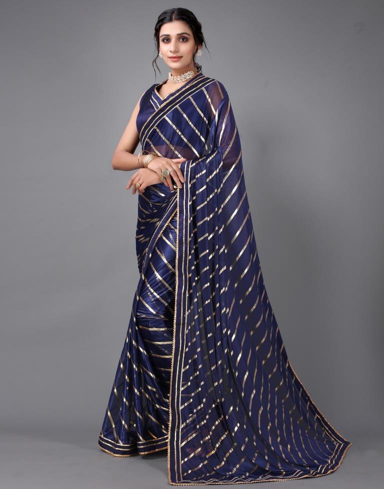 Navy Blue Silk Saree | Sudathi