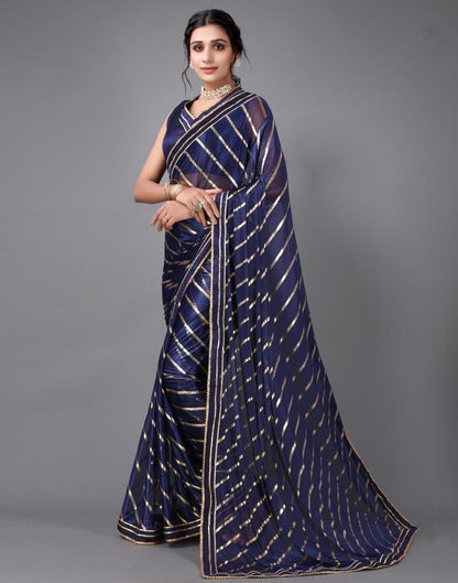 Navy Blue Silk Saree | Sudathi