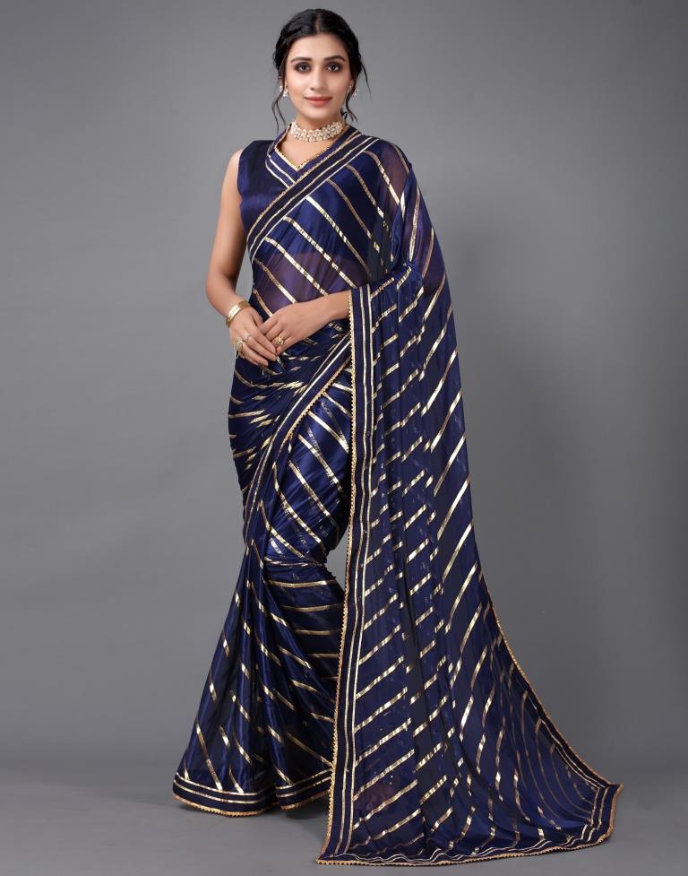 Navy Blue Silk Saree | Sudathi