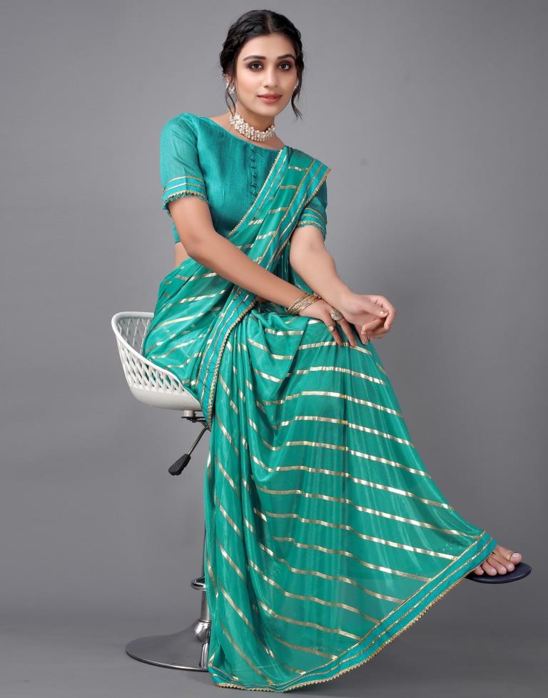 Turquoise green Silk Saree | Sudathi
