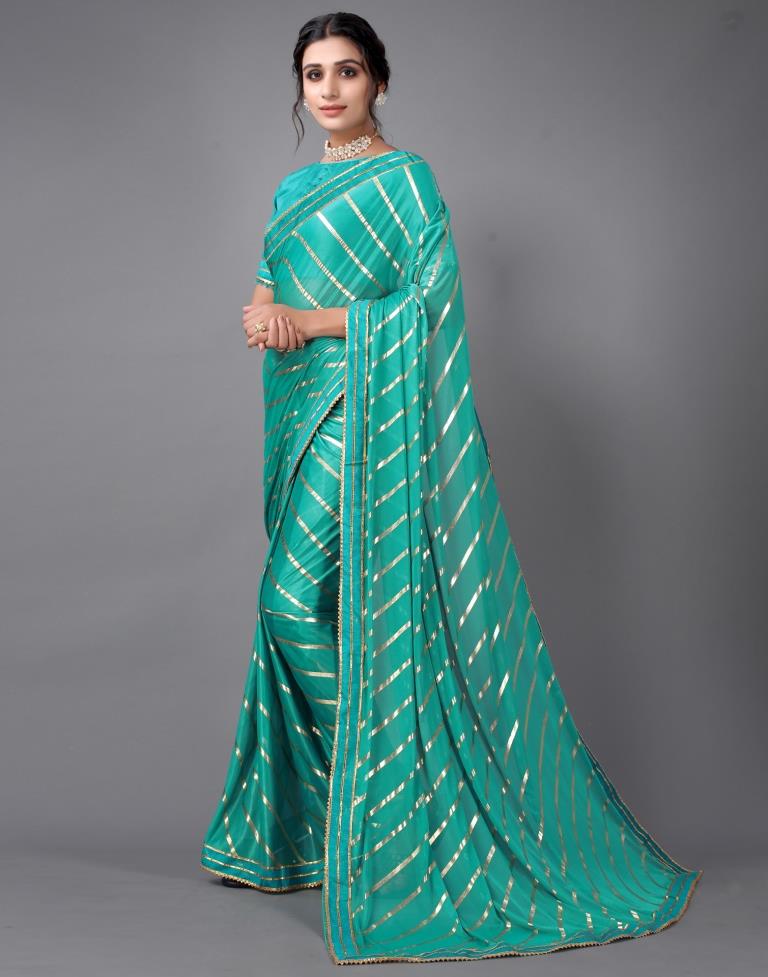 Turquoise green Silk Saree | Sudathi