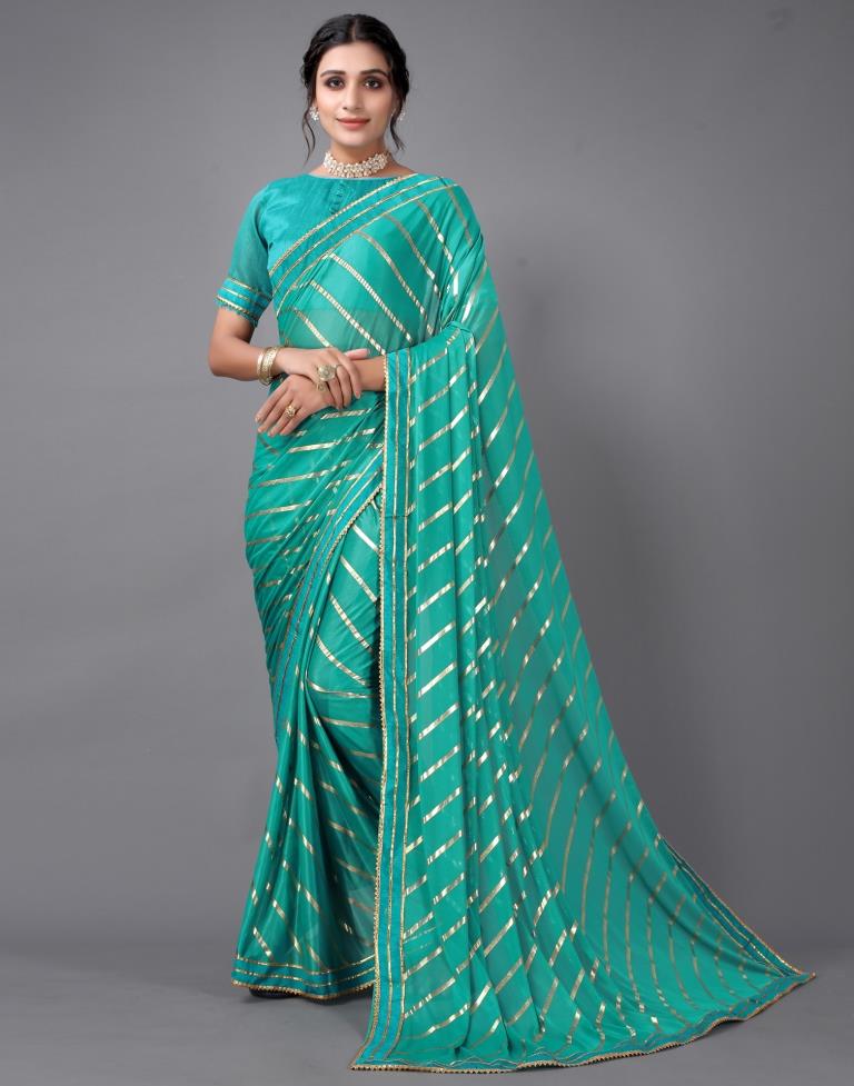 Turquoise green Silk Saree | Sudathi