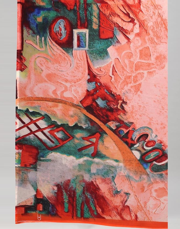 Peach Printed Georgette Saree