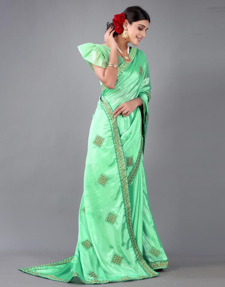 Aqua Blue Embroidery Saree | Sudathi