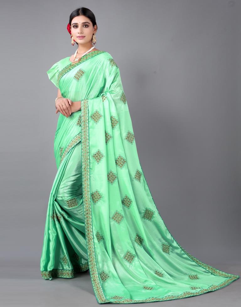 Aqua Blue Embroidery Saree | Sudathi