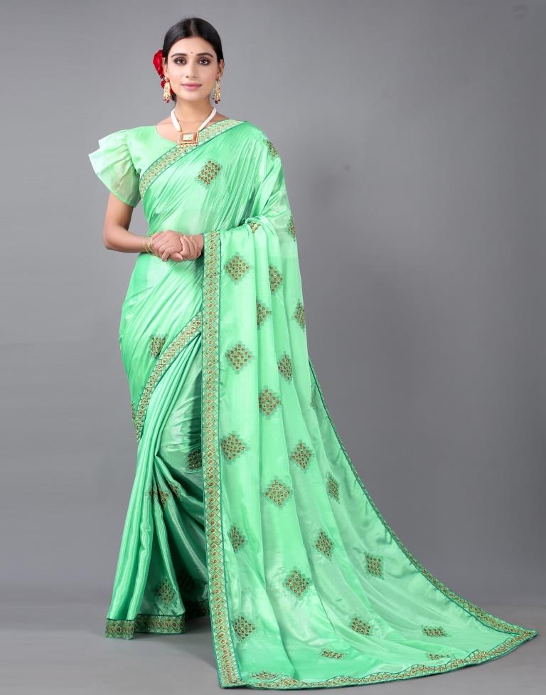 Aqua Blue Embroidery Saree | Sudathi