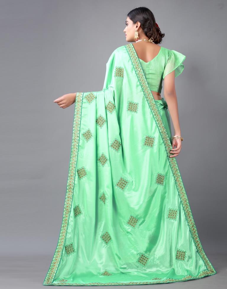 Aqua Blue Embroidery Saree | Sudathi