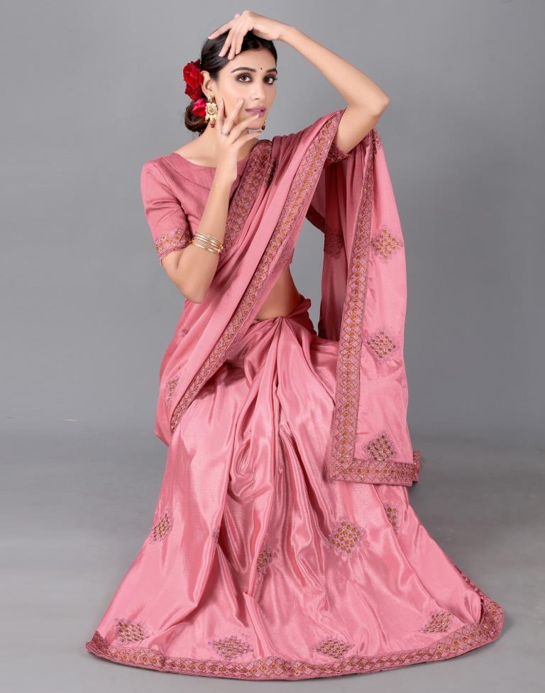 Dusty Pink Embroidery Saree | Sudathi