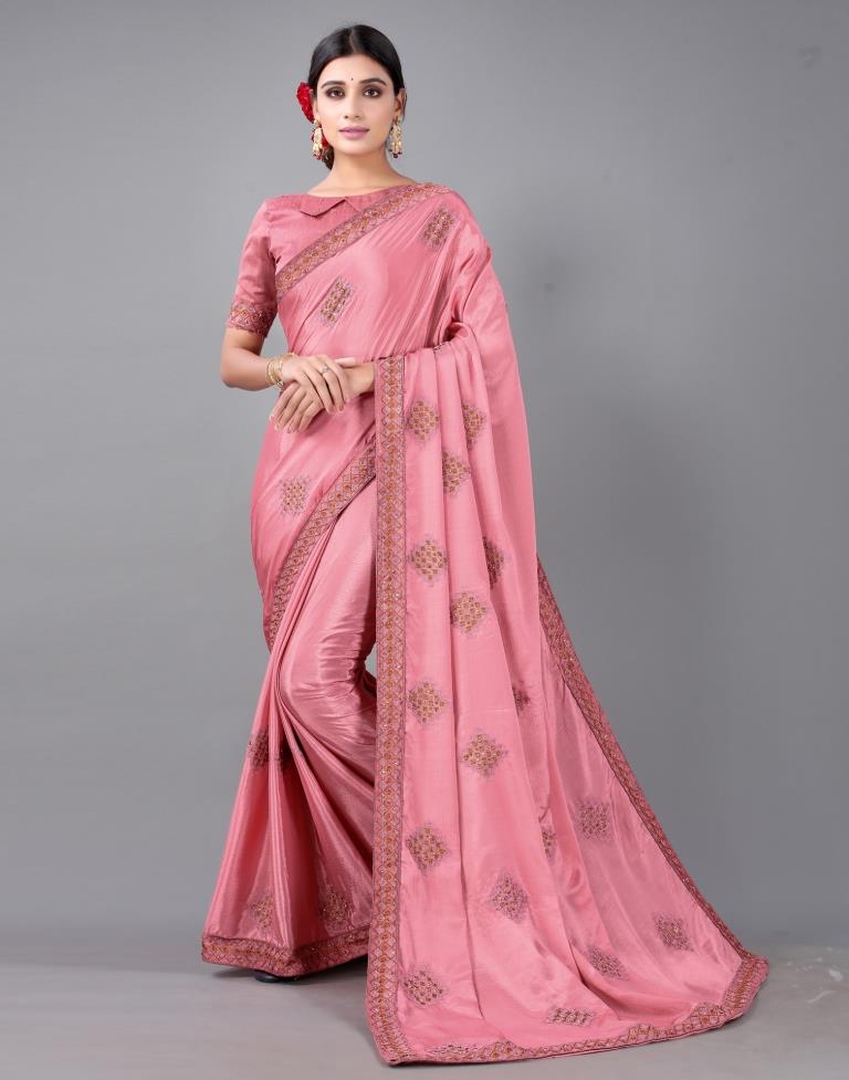 Dusty Pink Embroidery Saree | Sudathi