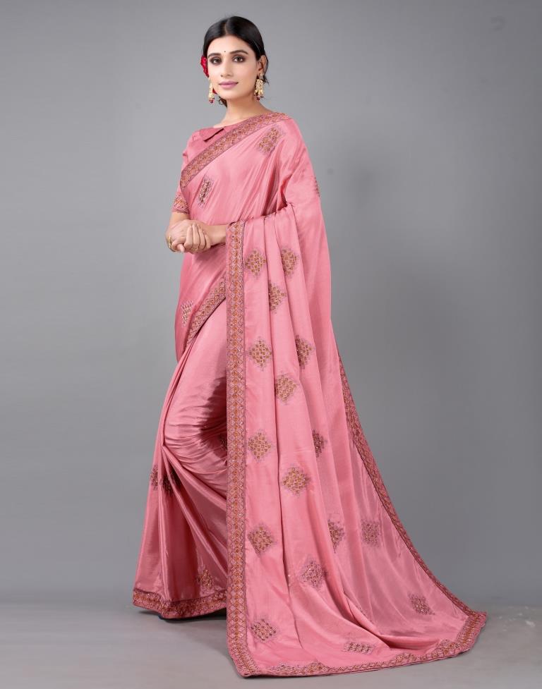 Dusty Pink Embroidery Saree | Sudathi