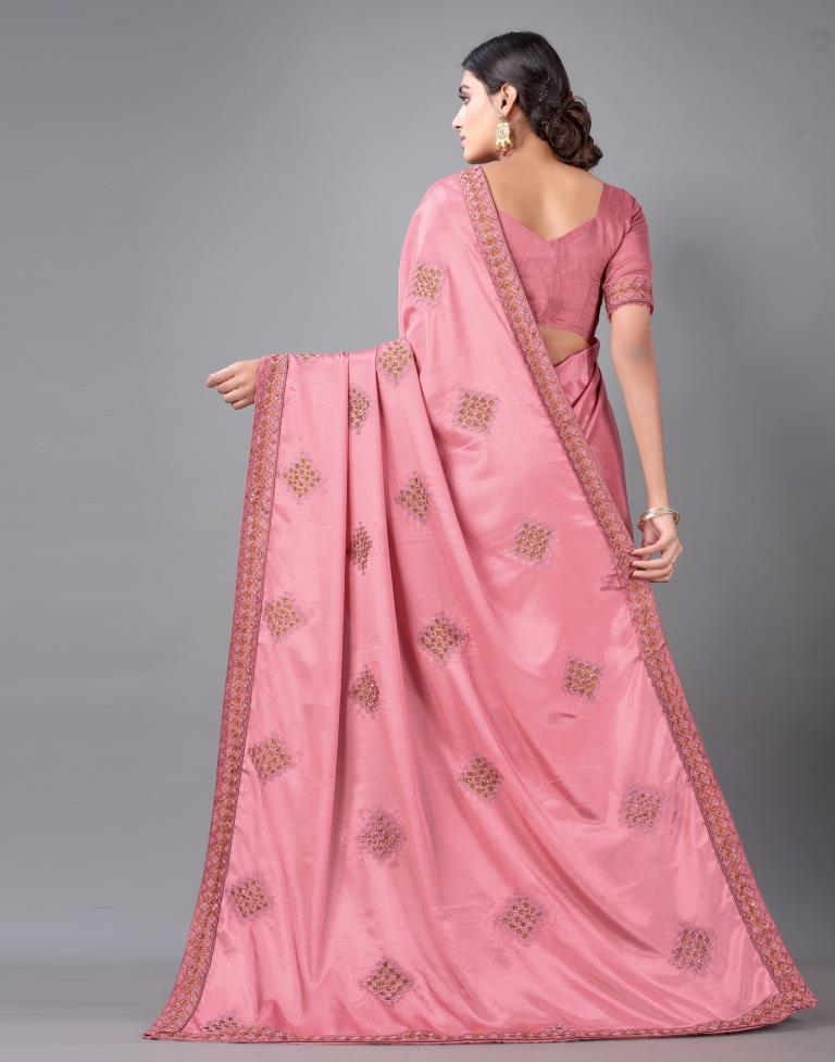 Dusty Pink Embroidery Saree | Sudathi