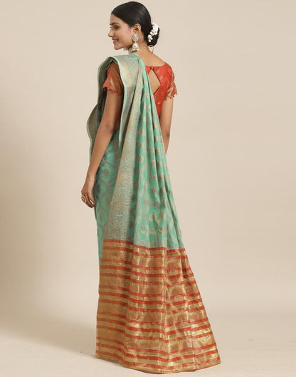 Turquoise Blue Cotton Saree | Sudathi