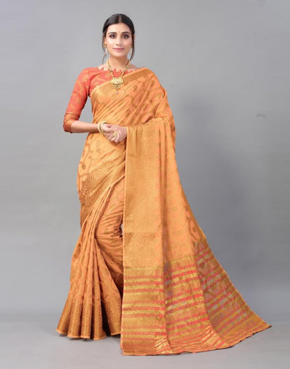 Peach Cotton Silk Saree | Sudathi