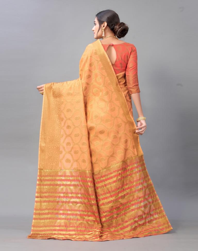 Peach Cotton Silk Saree | Sudathi