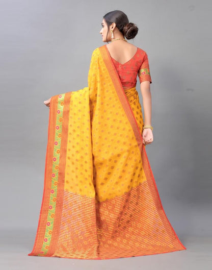 Turmeric Yellow Cotton Silk Saree | Sudathi