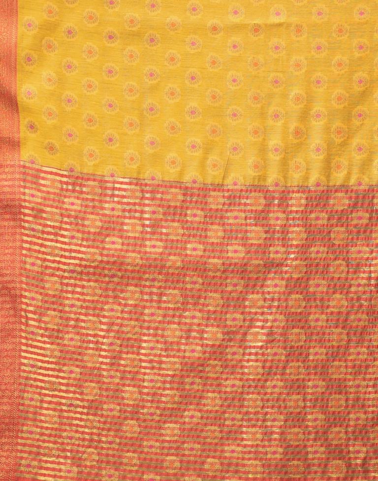 Turmeric Yellow Cotton Silk Saree | Sudathi