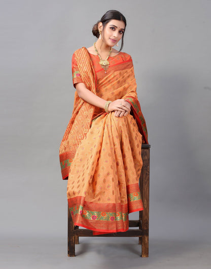 Peach Cotton Silk Saree | Sudathi