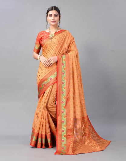 Peach Cotton Silk Saree | Sudathi