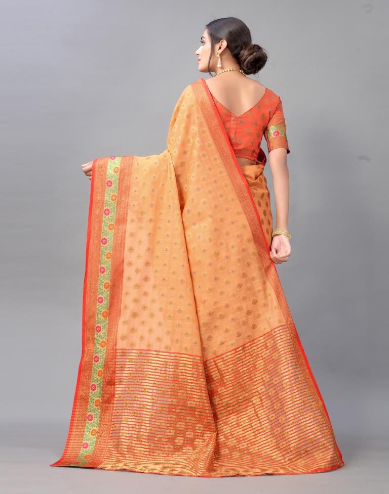 Peach Cotton Silk Saree | Sudathi