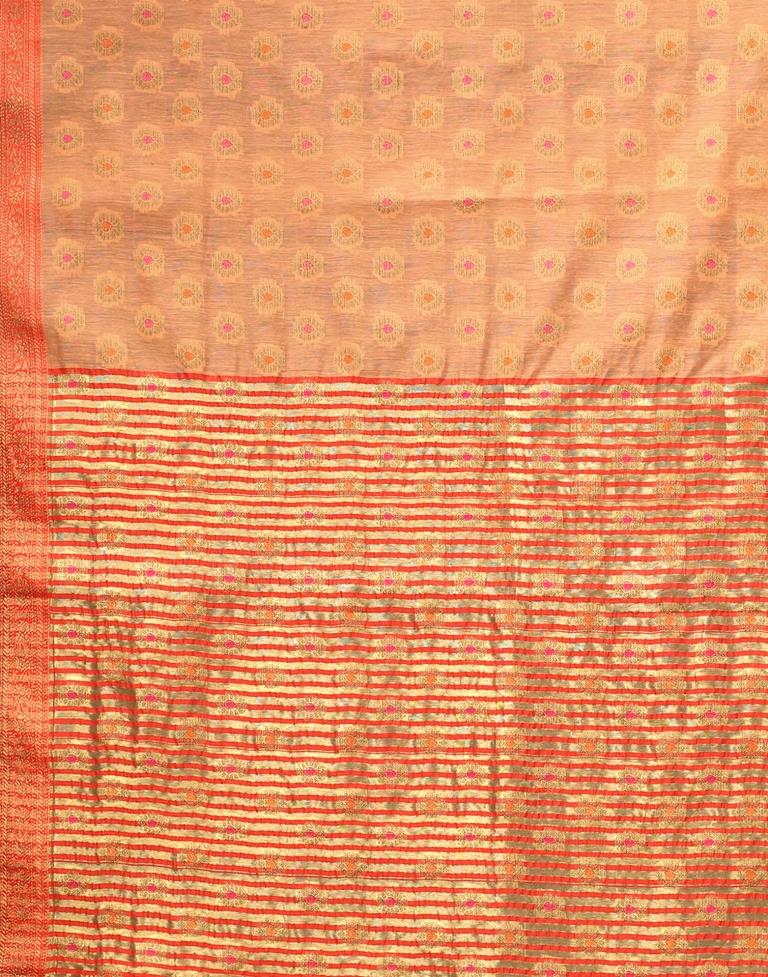 Peach Cotton Silk Saree | Sudathi