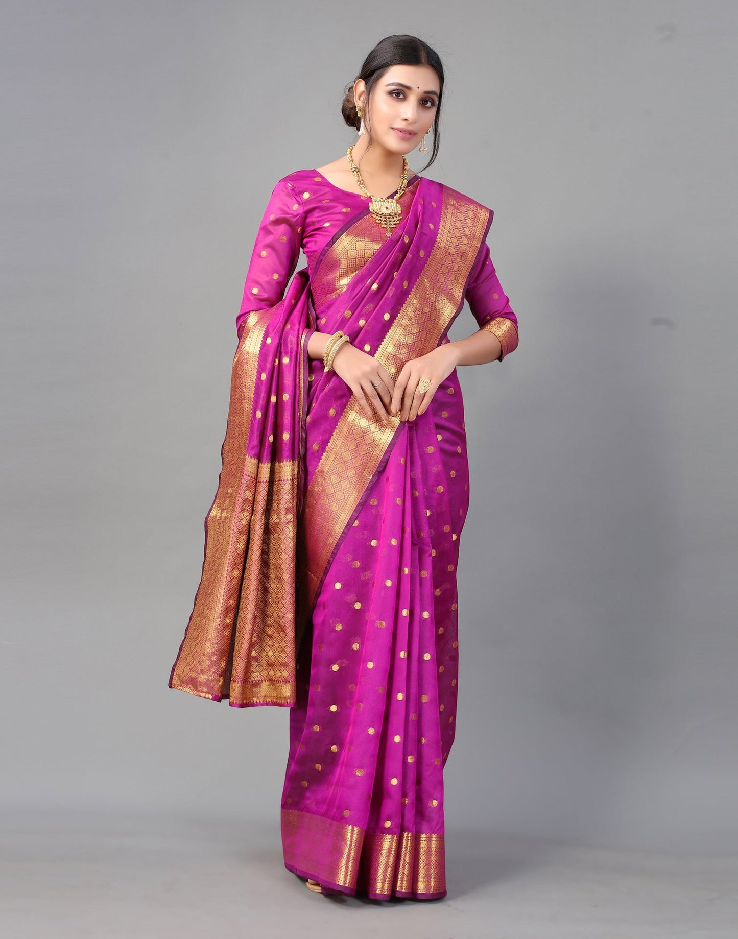 Purple Banarasi Chanderi Silk Saree | Sudathi