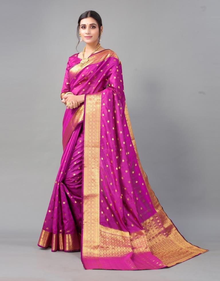 Purple Banarasi Chanderi Silk Saree | Sudathi