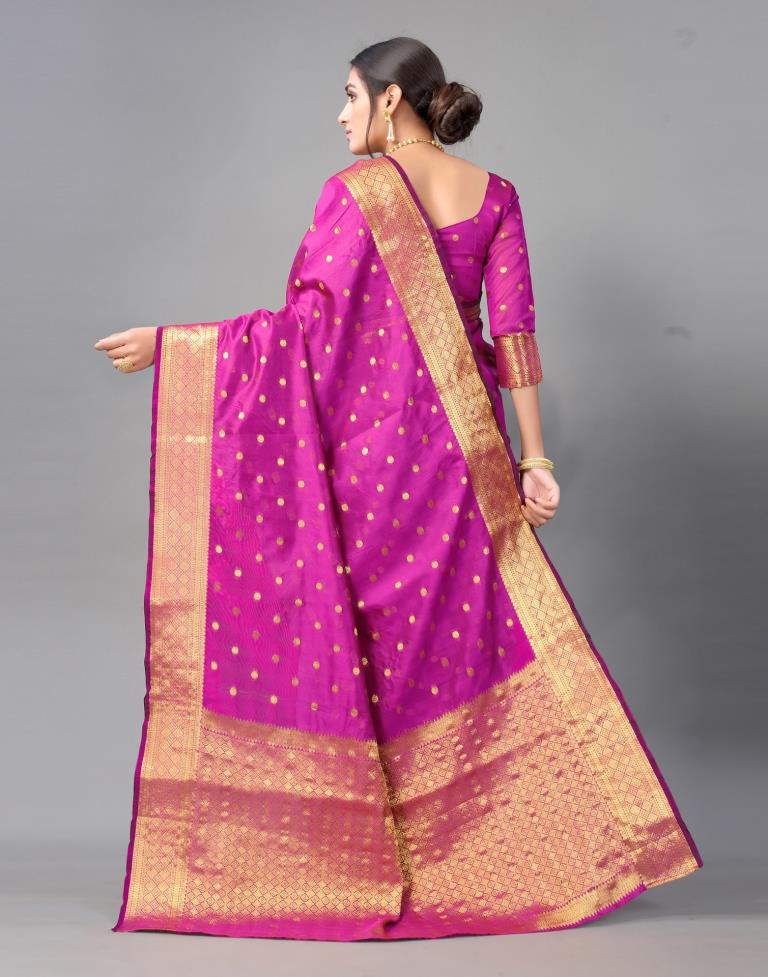 Purple Banarasi Chanderi Silk Saree | Sudathi