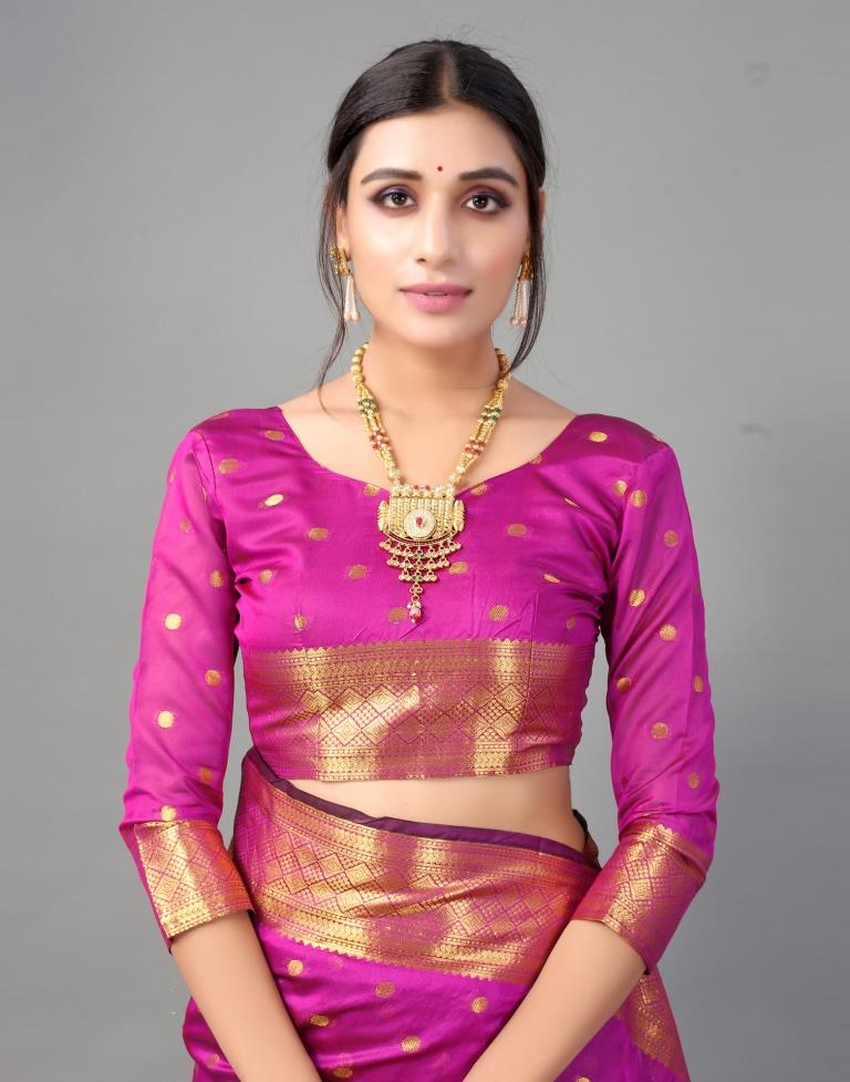 Purple Banarasi Chanderi Silk Saree | Sudathi