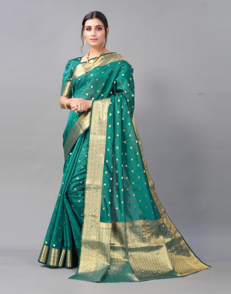 Rama Green Chanderi Silk Saree | Sudathi