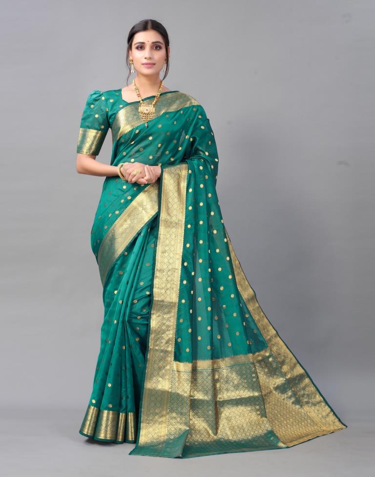 Rama Green Chanderi Silk Saree | Sudathi