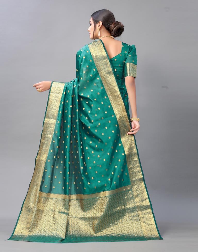 Rama Green Chanderi Silk Saree | Sudathi