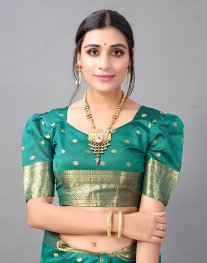 Rama Green Chanderi Silk Saree | Sudathi