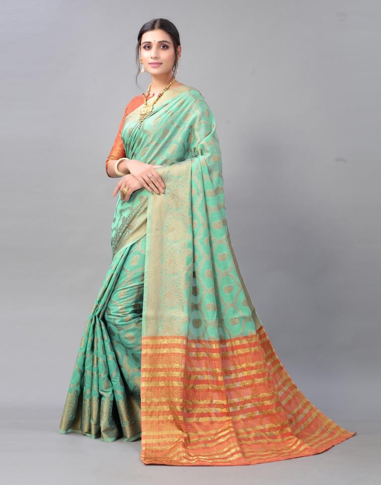 Mint Green Cotton Saree | Sudathi