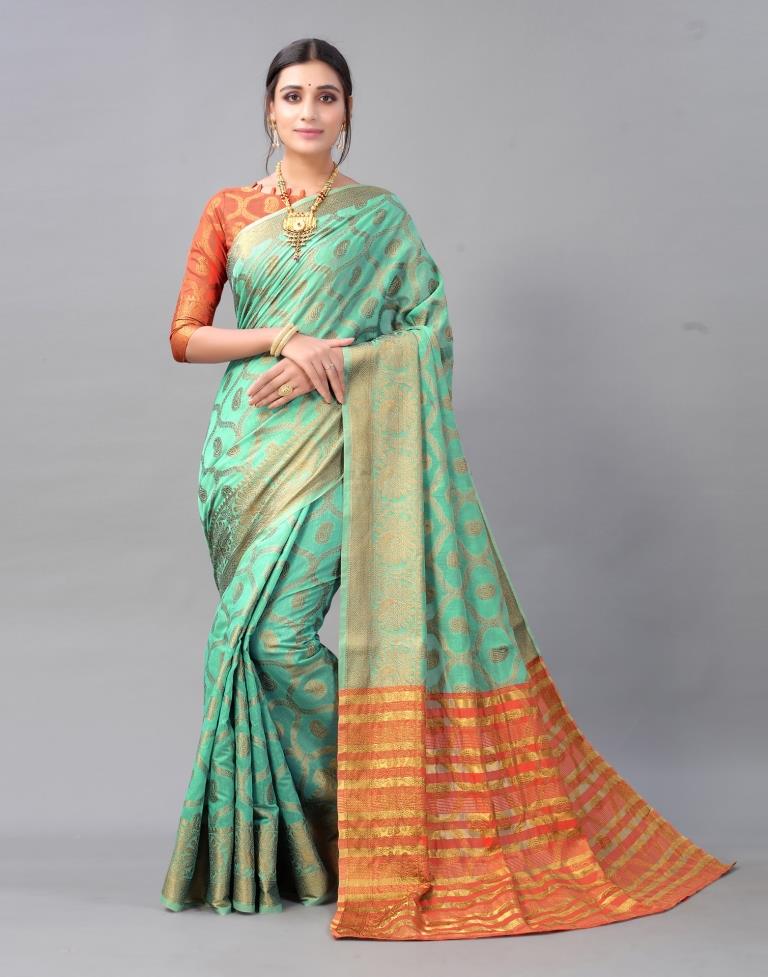 Mint Green Cotton Saree | Sudathi