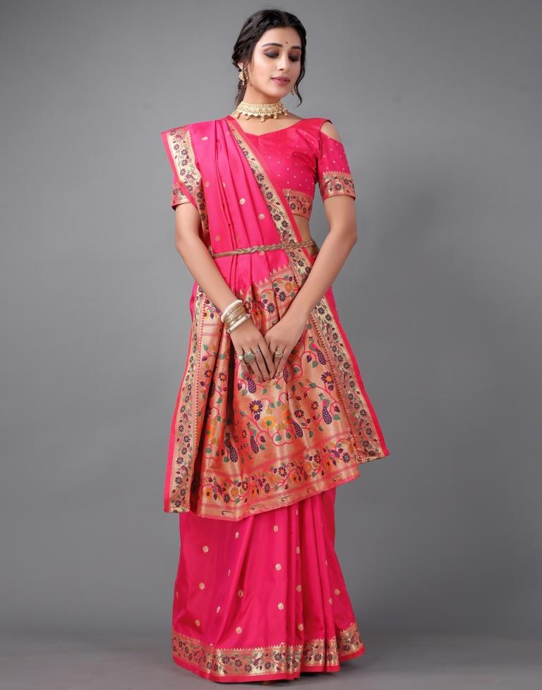 Fuscia Pink Paithani Silk Saree | Sudathi