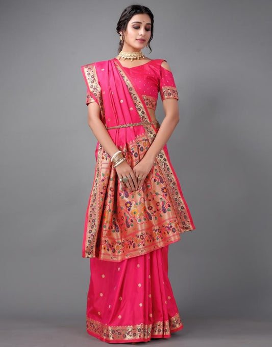 Fuscia Pink Paithani Silk Saree | Sudathi