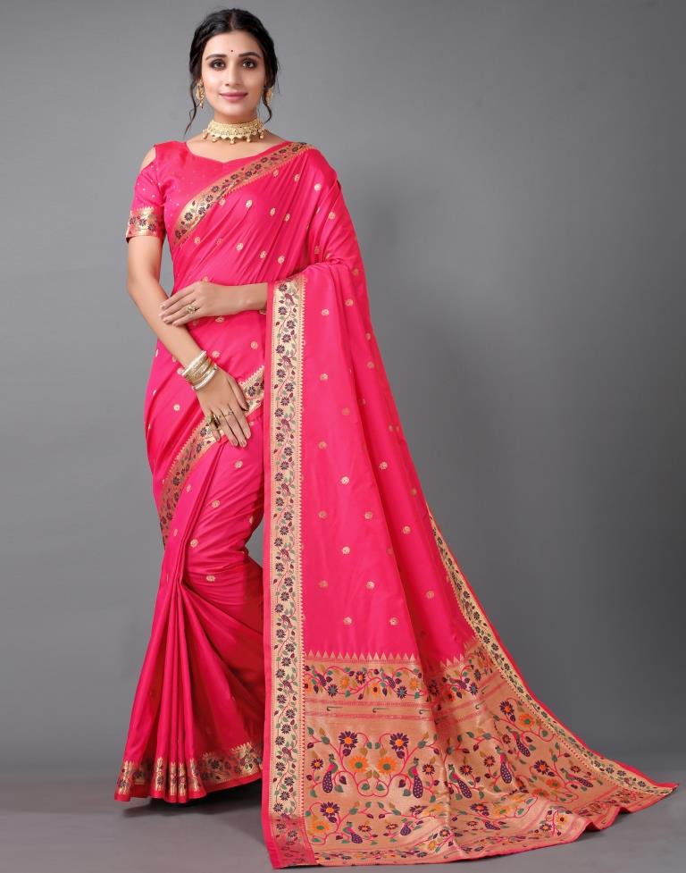 Fuscia Pink Paithani Silk Saree | Sudathi