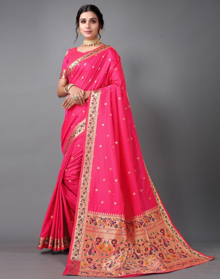 Fuscia Pink Paithani Silk Saree | Sudathi