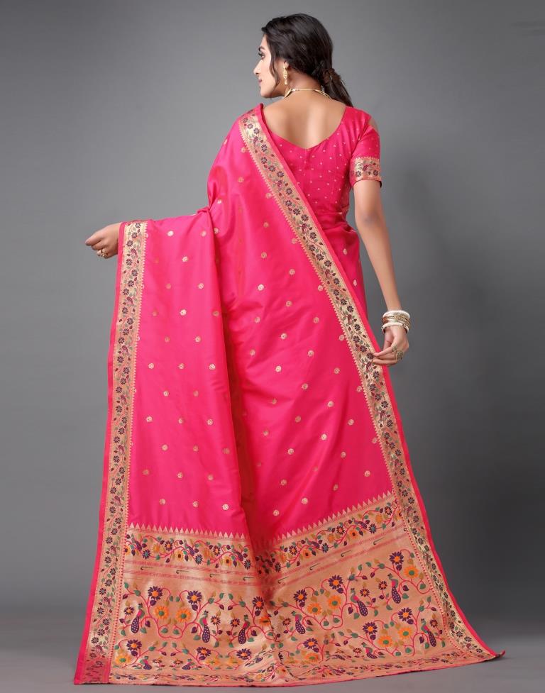 Fuscia Pink Paithani Silk Saree | Sudathi
