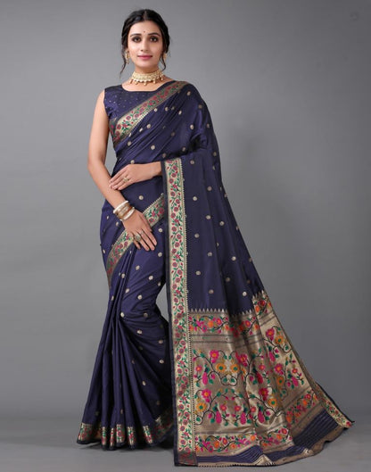 Navy Blue Paithani Slik Saree | Sudathi