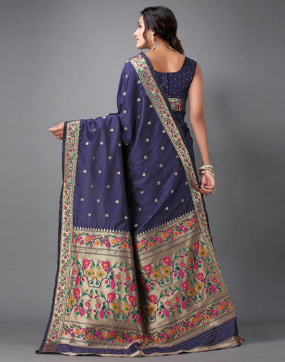 Navy Blue Paithani Slik Saree | Sudathi