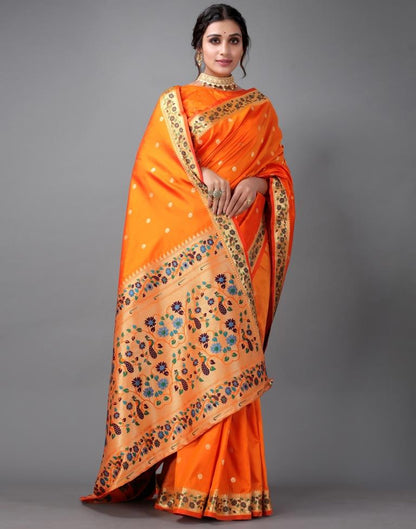 Orange Paithani Silk Saree | Sudathi