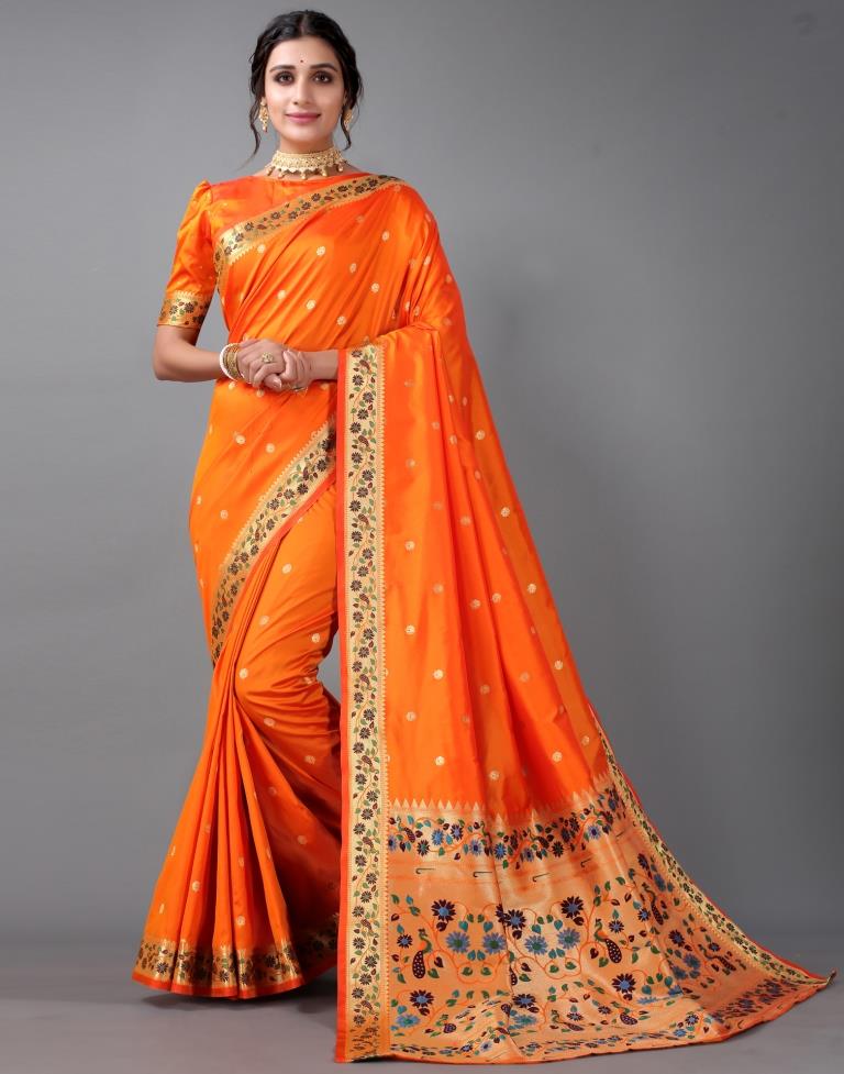 Orange Paithani Silk Saree | Sudathi