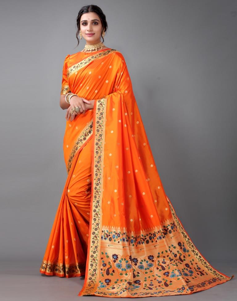 Orange Paithani Silk Saree | Sudathi