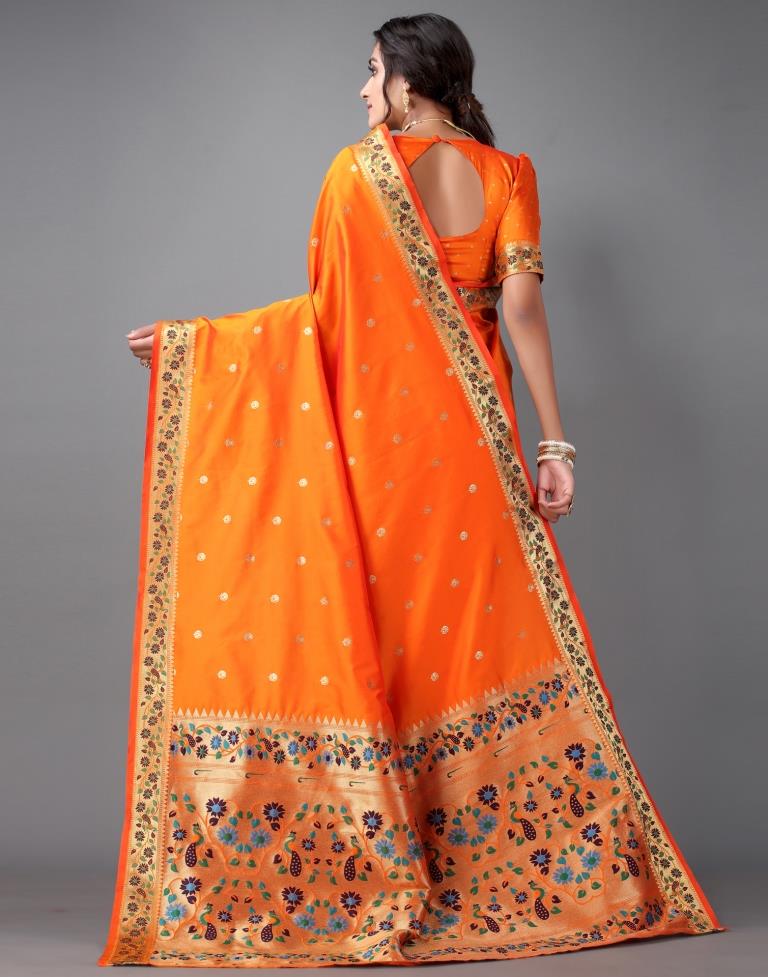 Orange Paithani Silk Saree | Sudathi